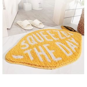 "Squeeze The Day" bath mat/ throw rug with non-slip backing.